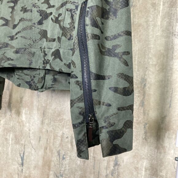 LYSSÉ NY Moto Zip Up Snap Jacket Camouflage Green Sz Medium Green Army Short EUC - Picture 5 of 14
